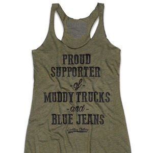 Luckless Outfitters Olive Green Graphic Racerback